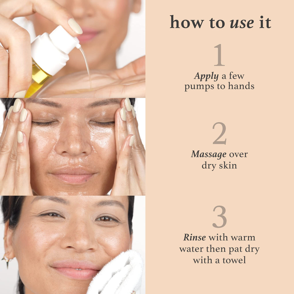 Julep double-cleansing routine image showing oil first step for clean, refreshed skin.