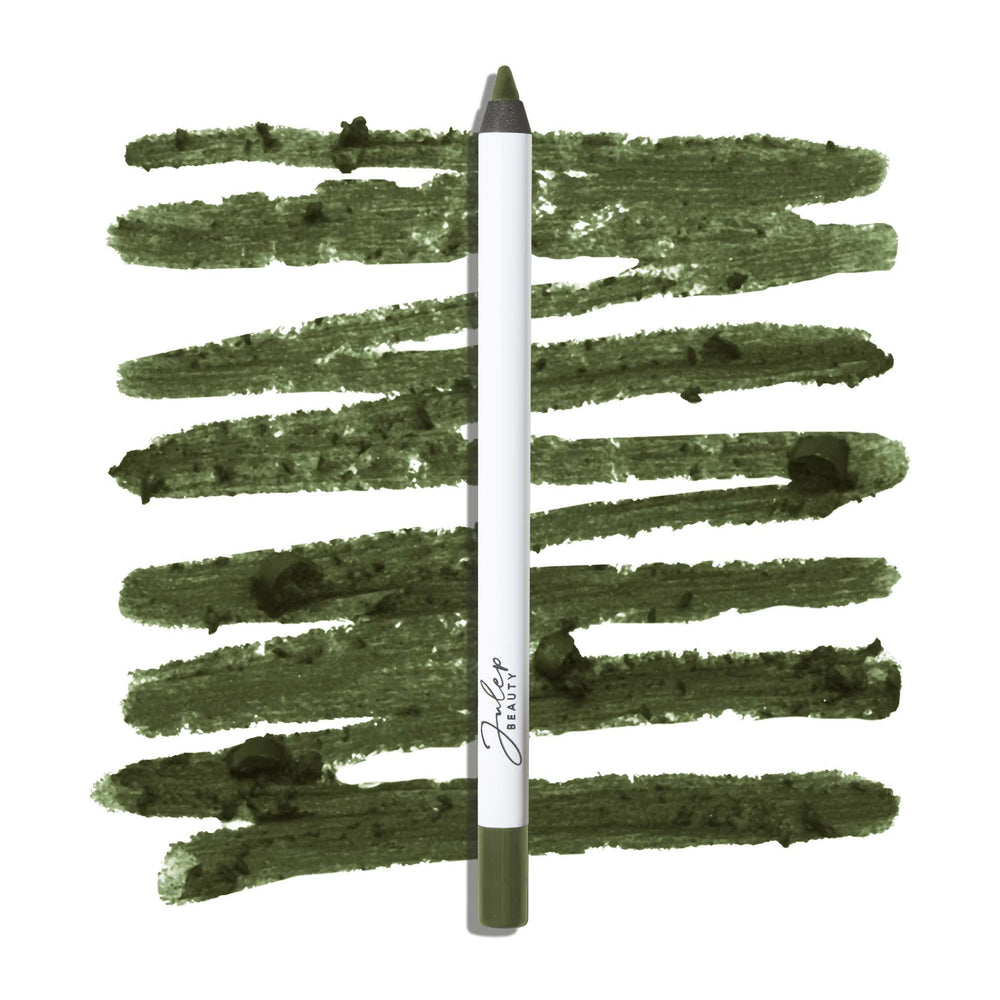 Julep When Pencil Met Gel camo green matte pencil swatch shows precise color payoff.