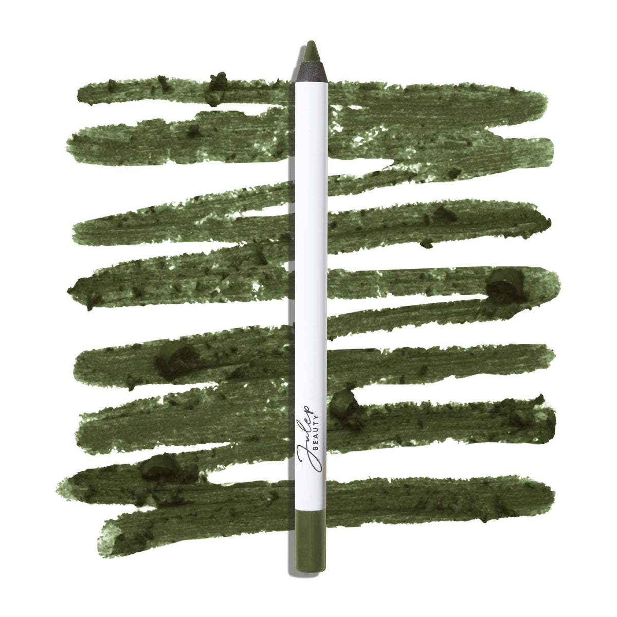Julep When Pencil Met Gel camo green matte pencil swatch shows precise color payoff.