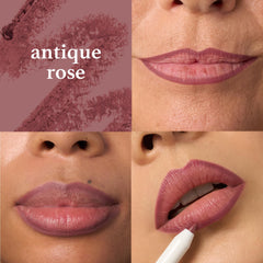 Julep lip liner Antique Rose swatches reveal creamy color options for reference.