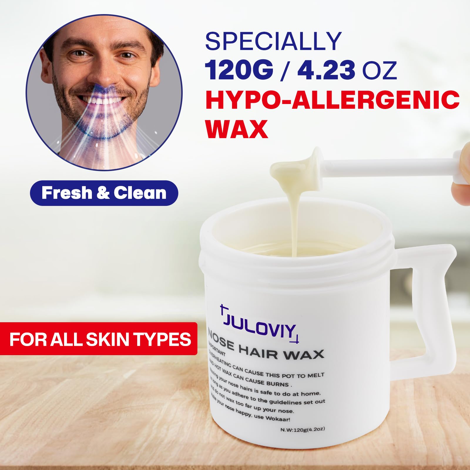Using Juloviy Nose Wax Kit for comfortable nasal and ear hair removal