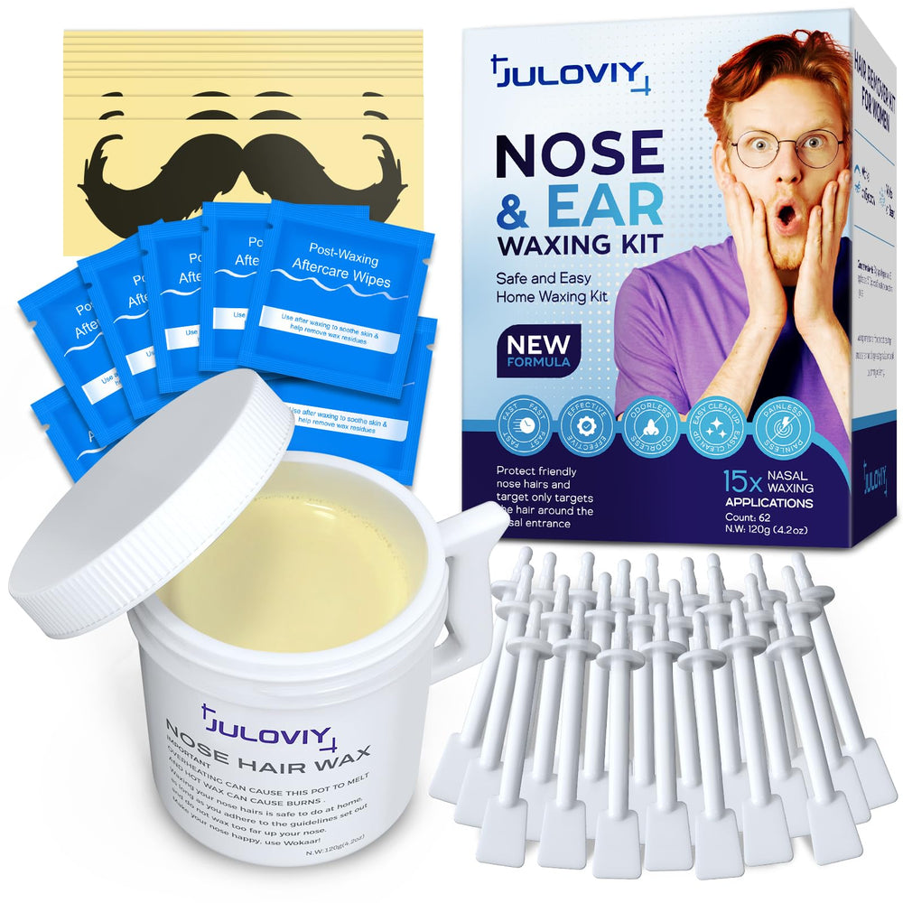 Juloviy Nose Wax Kit main setup shows all components for easy grooming