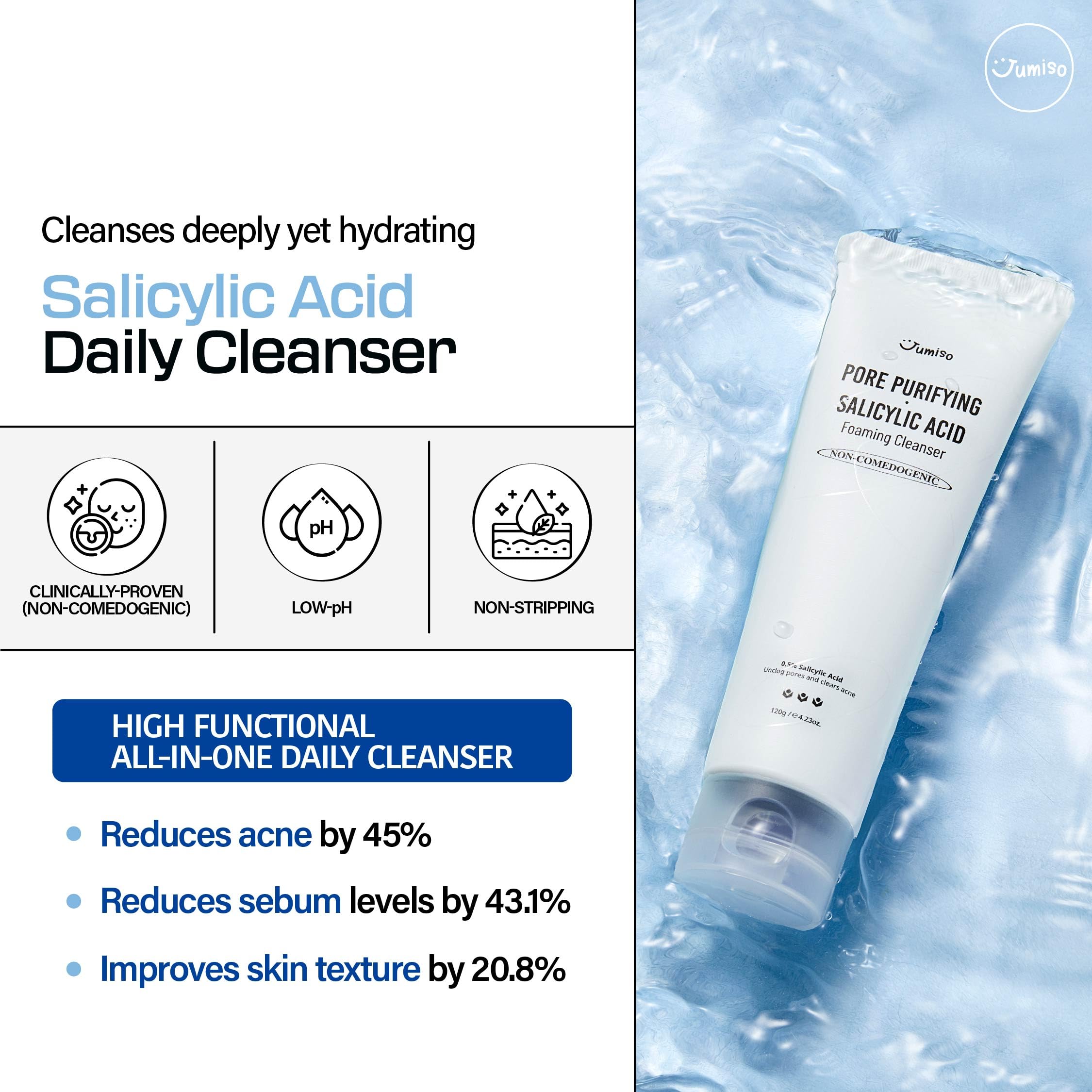 JUMISO blue clay montmorillonite illite powder swirl showcases clarifying detox for oil control.