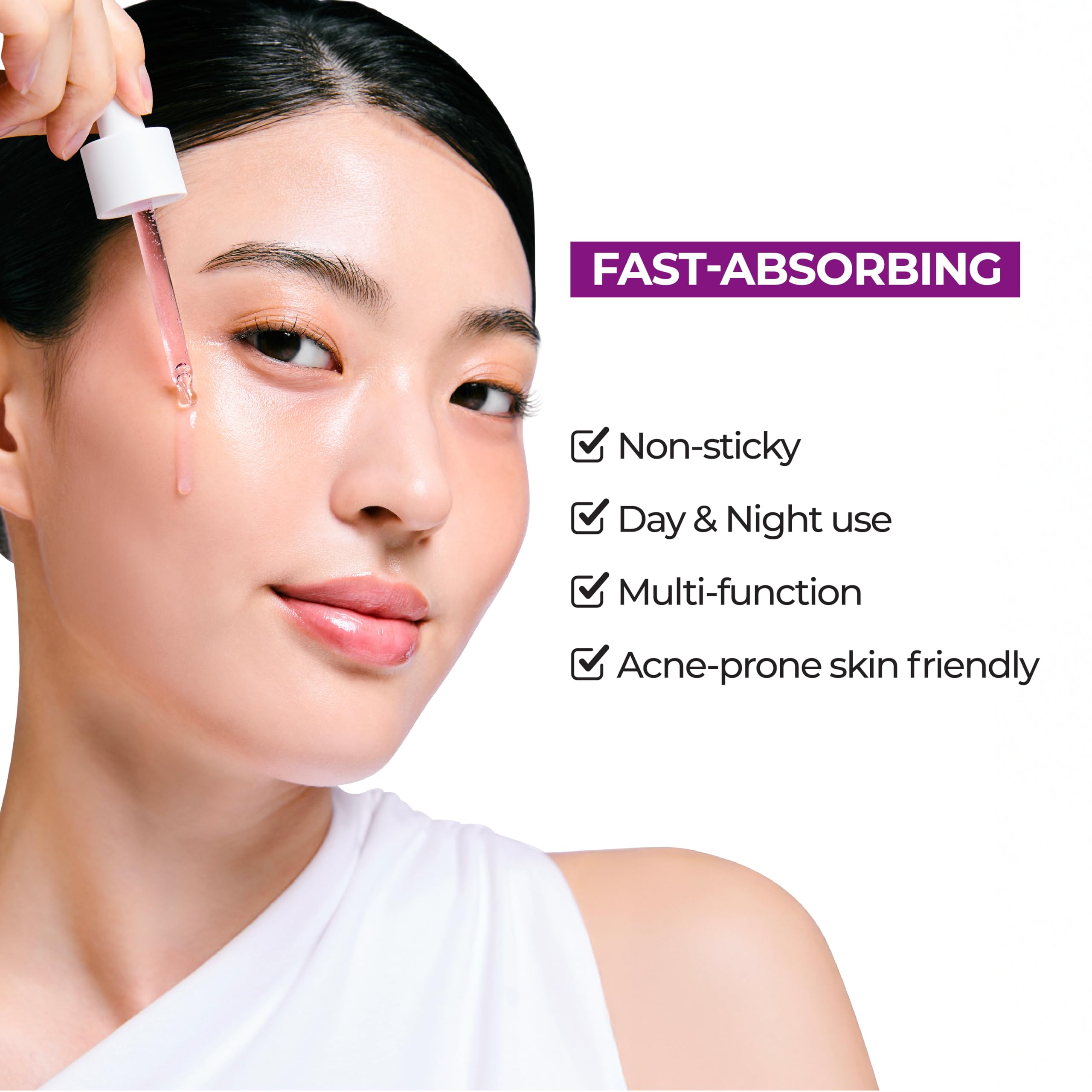 JUMISO Niacinamide 10 Serum skin swatch demonstrates lightweight, fast-absorbing texture.