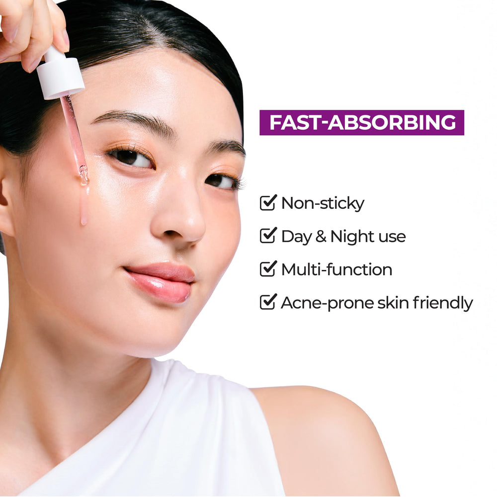 JUMISO Niacinamide 10 Serum skin swatch demonstrates lightweight, fast-absorbing texture.