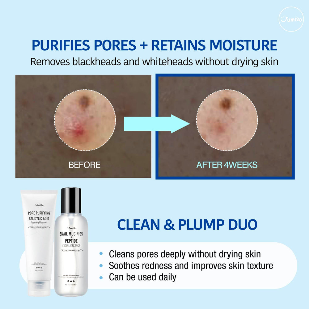 JUMISO salicylic acid 0.5 percent foam detail illustrates gentle exfoliation for smoother skin.
