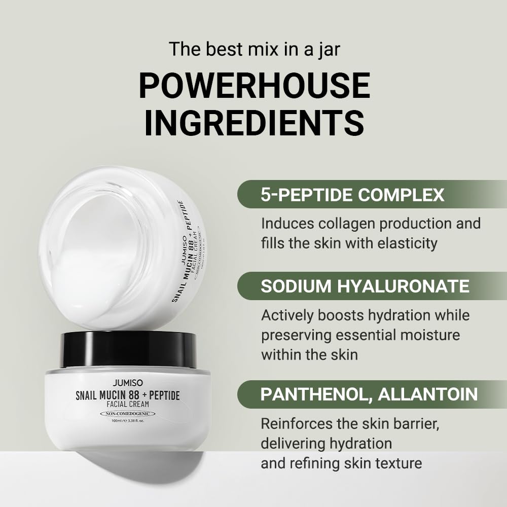 JUMISO Snail Mucin 88 Peptide Cream routine step demonstrates lightweight, non-greasy finish for daily wear