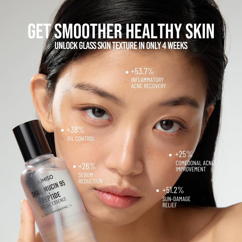 JUMISO Snail Mucin 95 + Peptide Essence swirled on skin shows quick sink-in.