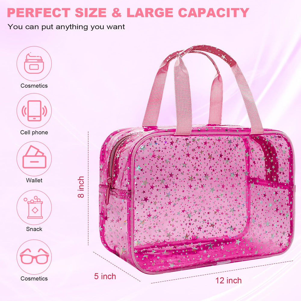 Junesters clear red star makeup bag star-pattern detail for stylish organization