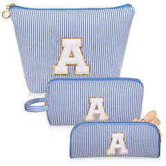 Junesters initials makeup bag front chenille monogram for stylish organization