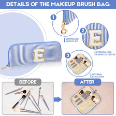Junesters initials makeup bag small brush pouch keeps brushes organized while traveling
