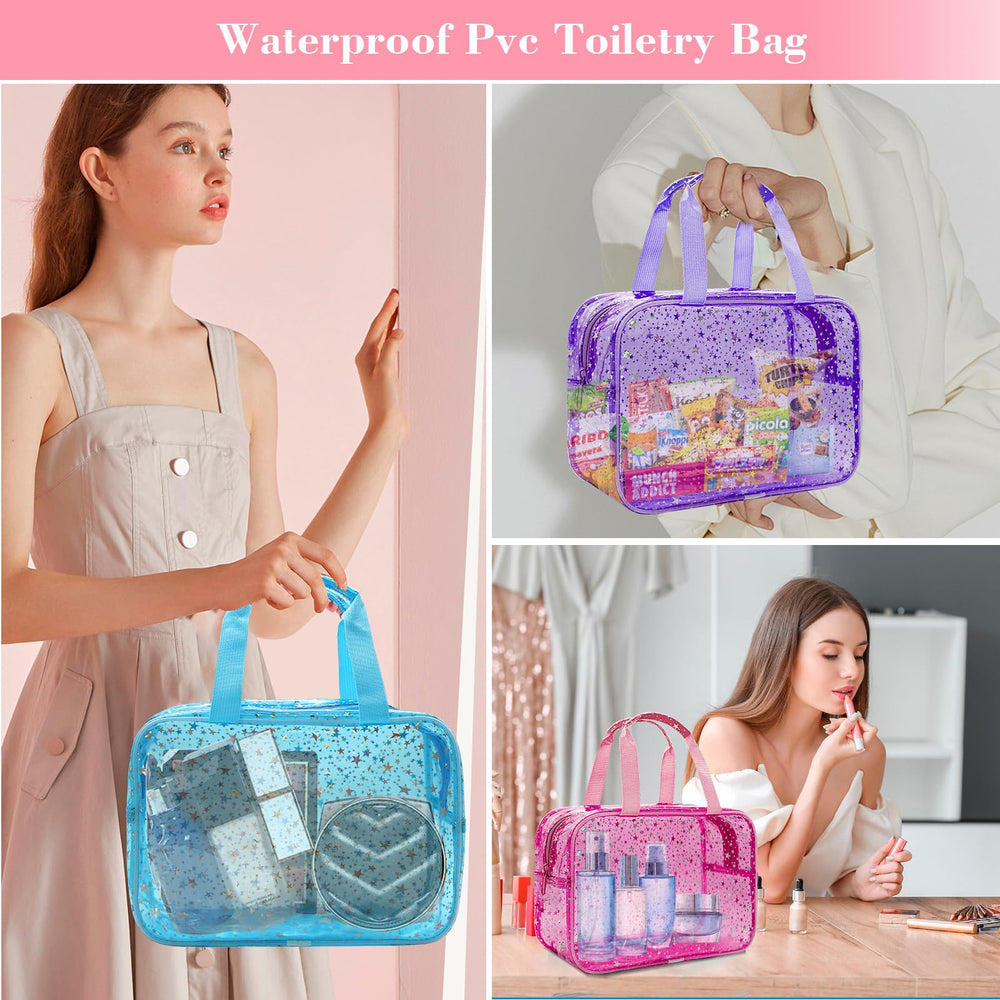 Junesters makeup bag with handle convenient carry during travel or gym sessions