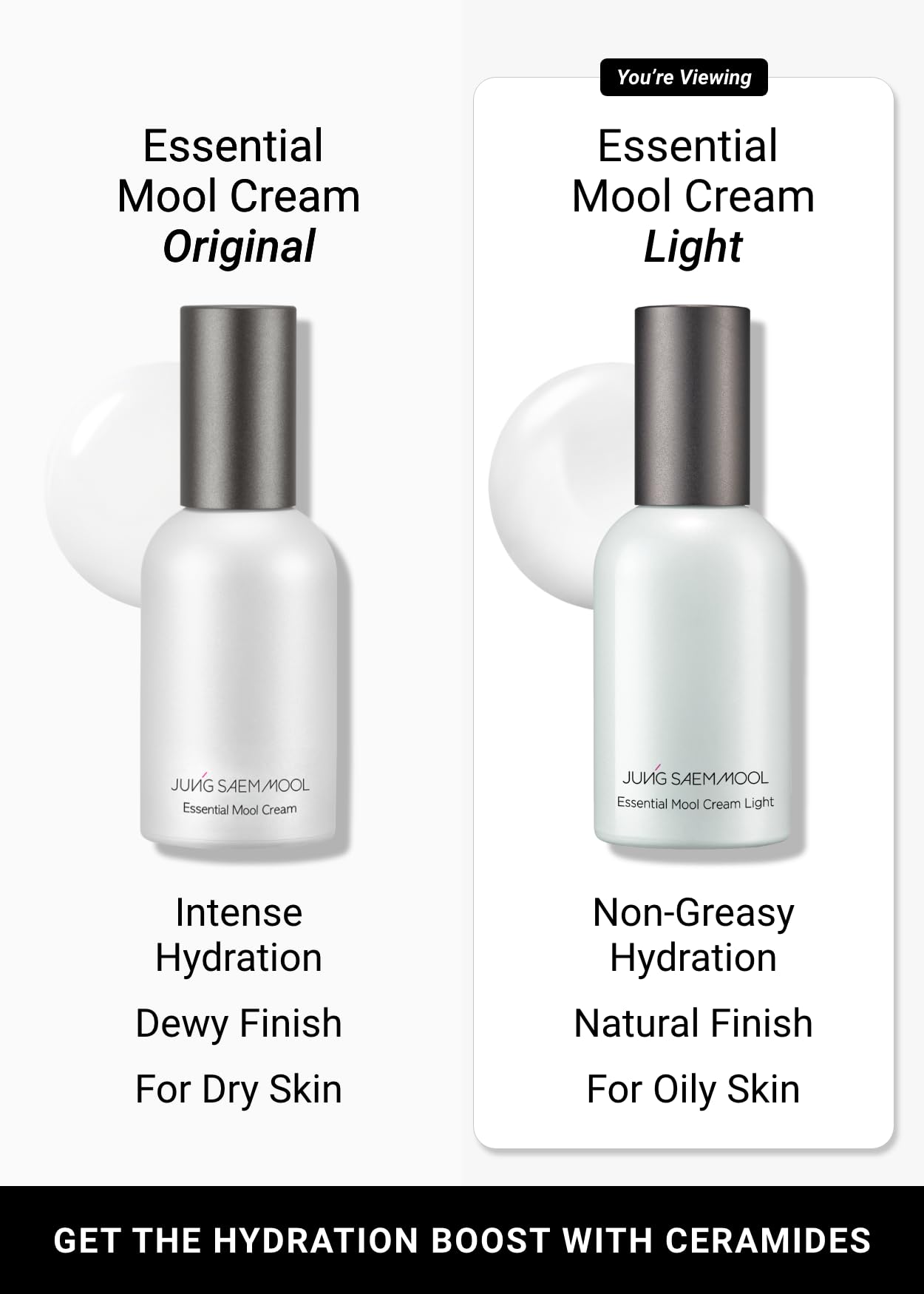 Jung Saem Mool Essential Mool Cream Light packaging design premium and travel-friendly.