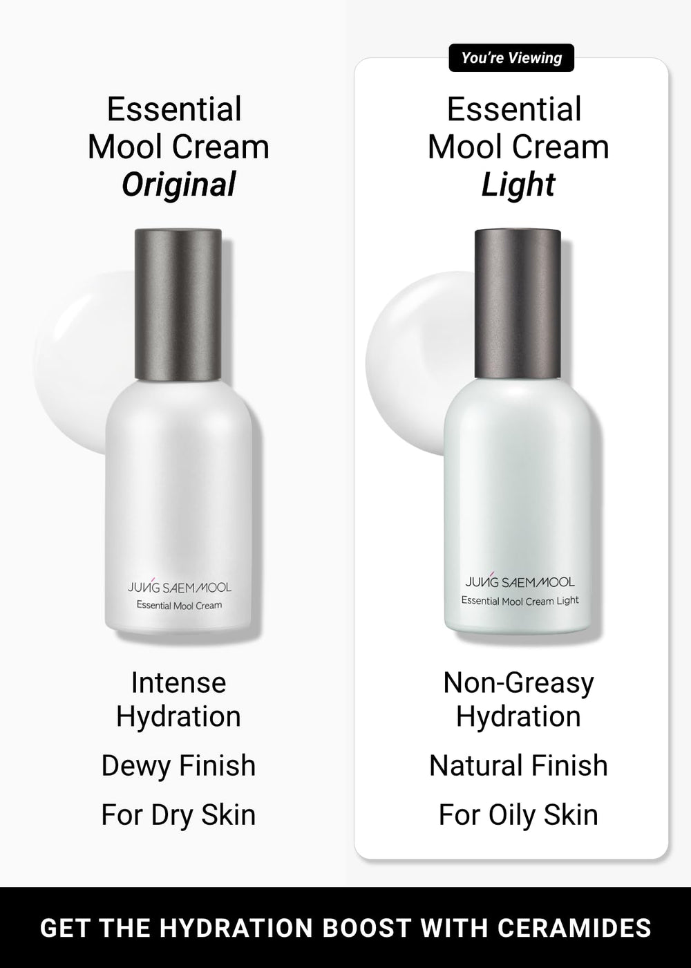 Jung Saem Mool Essential Mool Cream Light packaging design premium and travel-friendly.