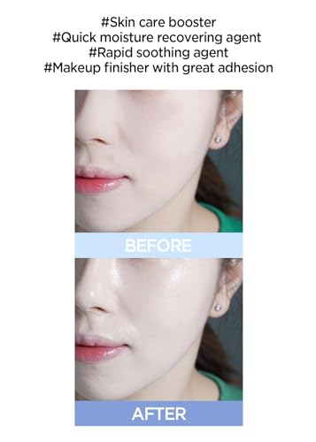 JUNG SAEM MOOL Essential Mool Micro Fitting Face Mist spray closeup highlights ultra-fine mist for dewy finish.