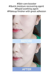 JUNG SAEM MOOL Essential Mool Micro Fitting Face Mist spray closeup highlights ultra-fine mist for dewy finish.