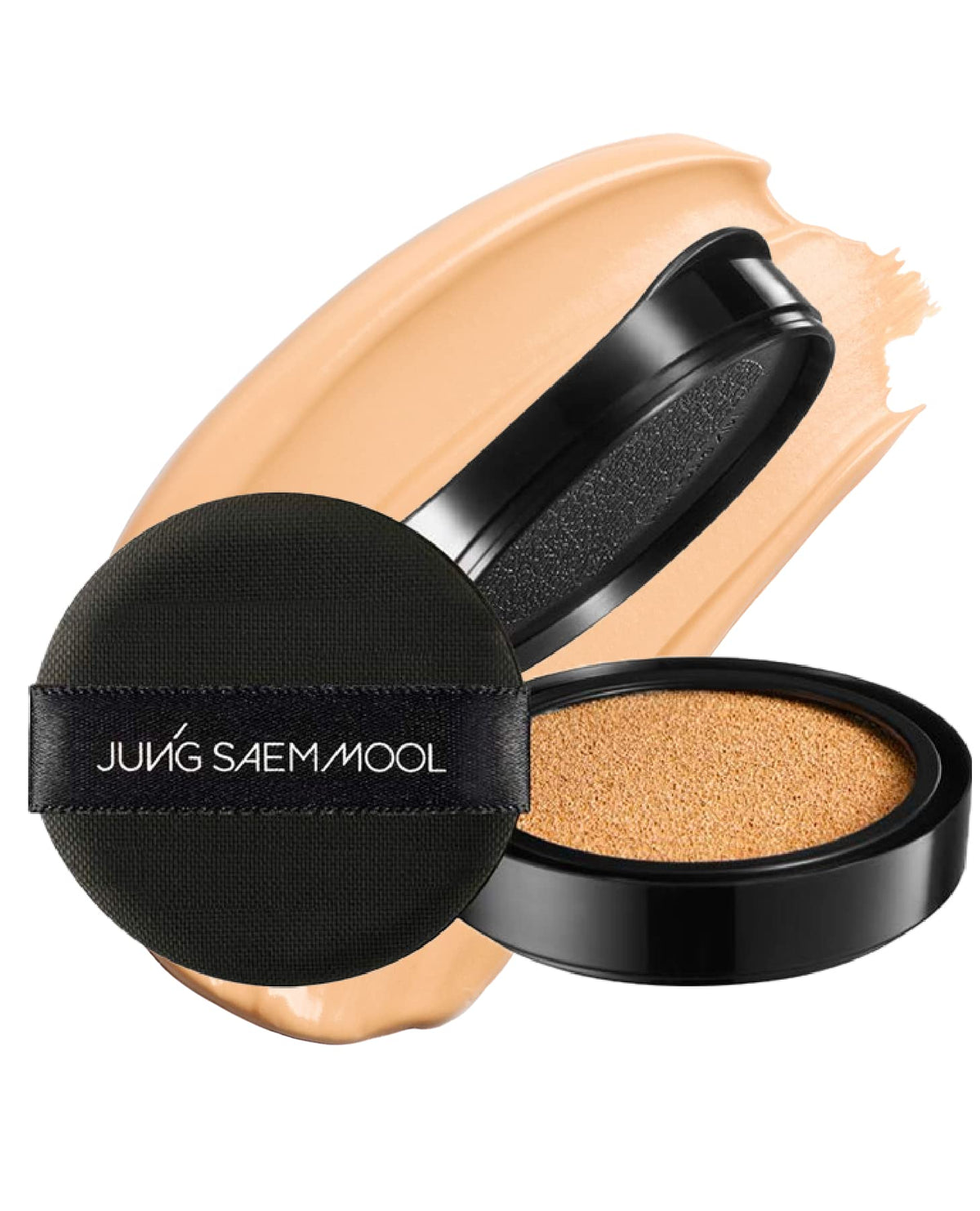 Jung Saem Mool Essential Skin Nuder Cushion 21 Medium refill closeup for portable, breathable coverage.