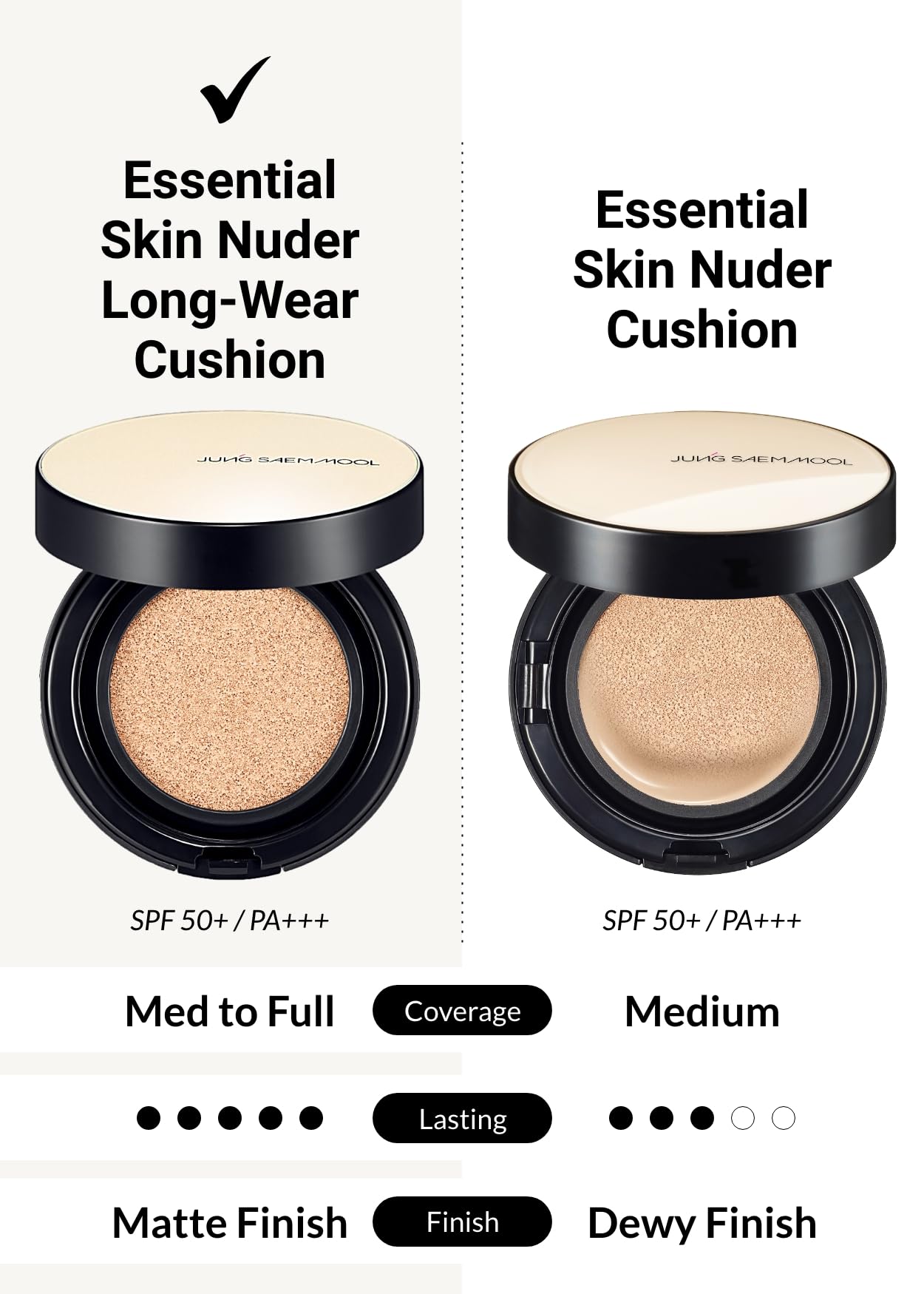 Jung Saem Mool Essential Skin Nuder cushion ingredients like lotus and ceramide nourish skin.