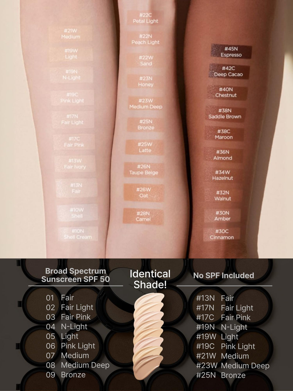 Jung Saem Mool cushion provides SPF50 broad spectrum protection outdoors.