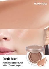 Jungsaemmool Artist Cushion Blush Ruddy Beige - swatch-on-cheek demonstrates lightweight blendability.