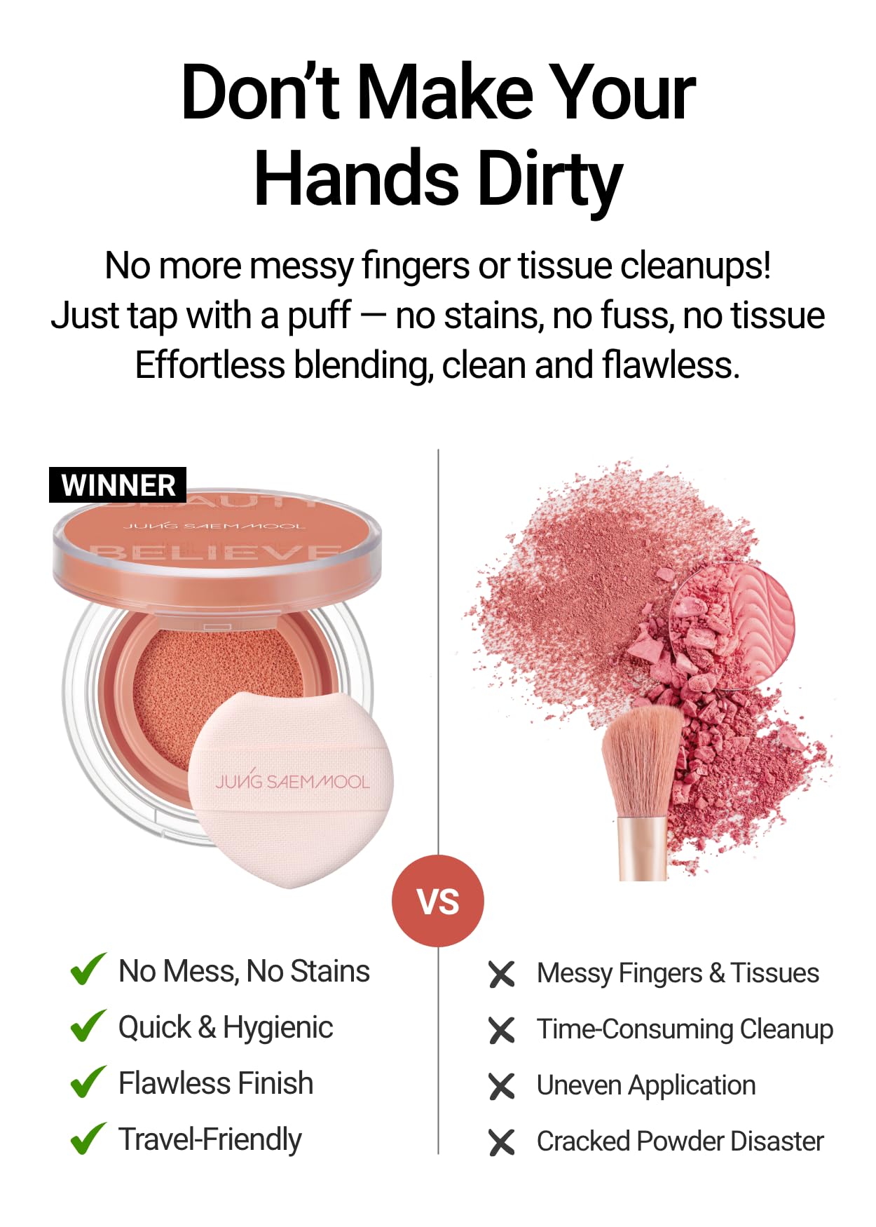 JUNG SAEM MOOL cushion blush travel-friendly packaging fits in small bags