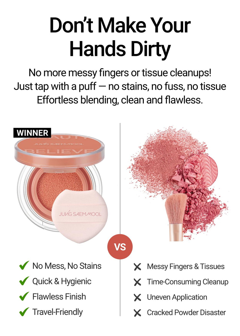 JUNG SAEM MOOL cushion blush travel-friendly packaging fits in small bags