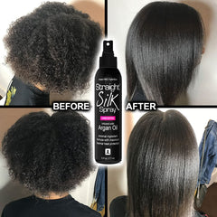 JuniorLabs Straight Silk Spray applied before flat-iron for heat protection.