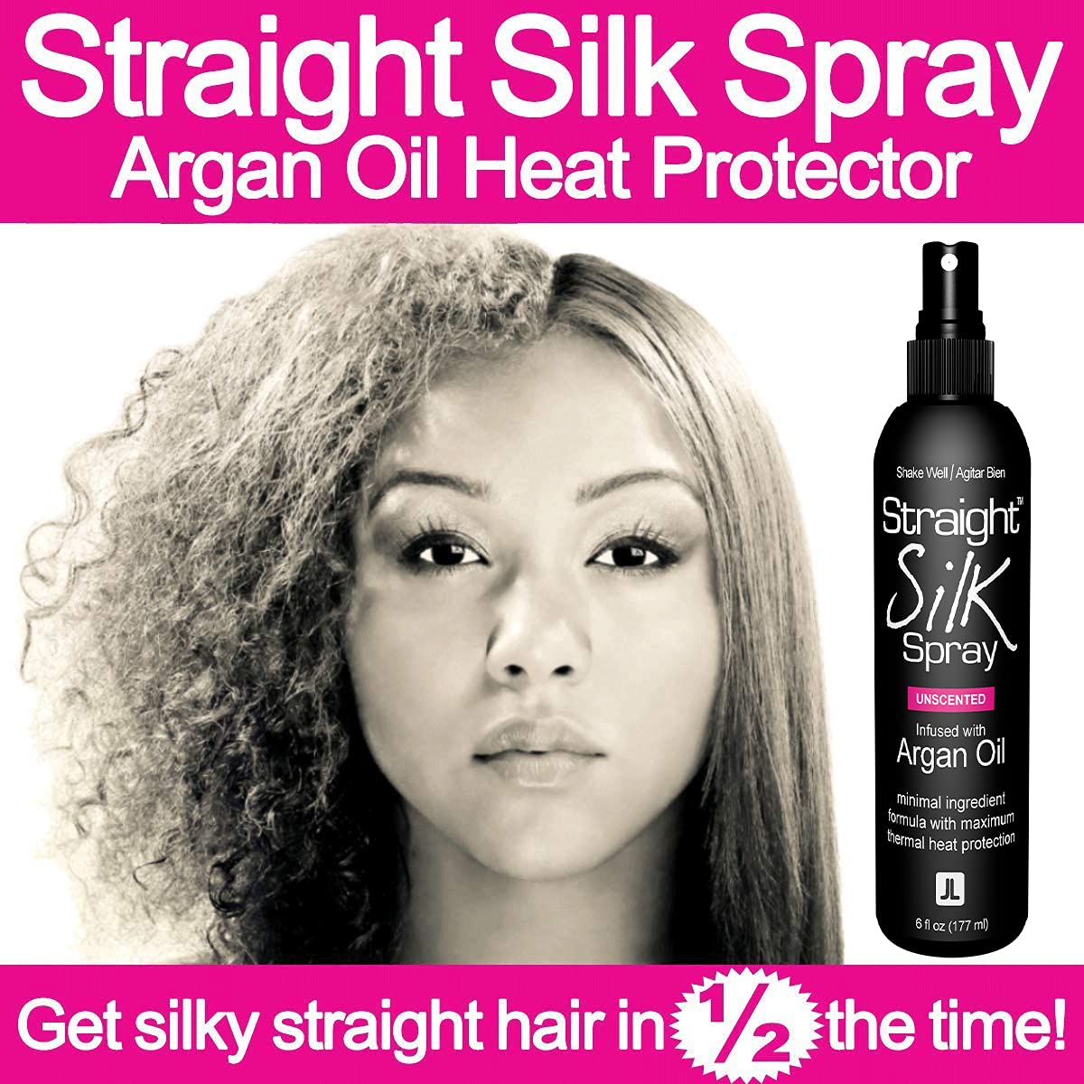 JuniorLabs Straight Silk Spray fragrance-free label on bottle.