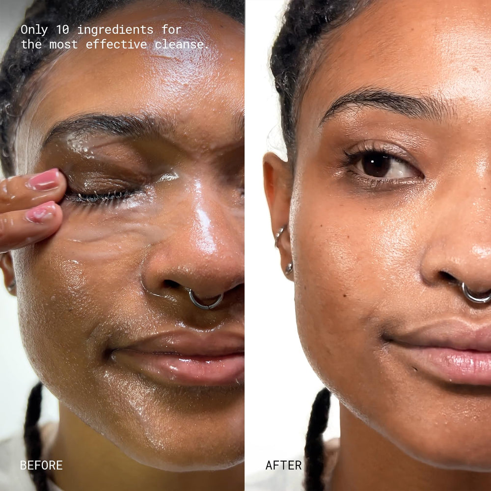 JUNO & Co Clean 10 balm being applied to skin demonstrates gentle cleansing.