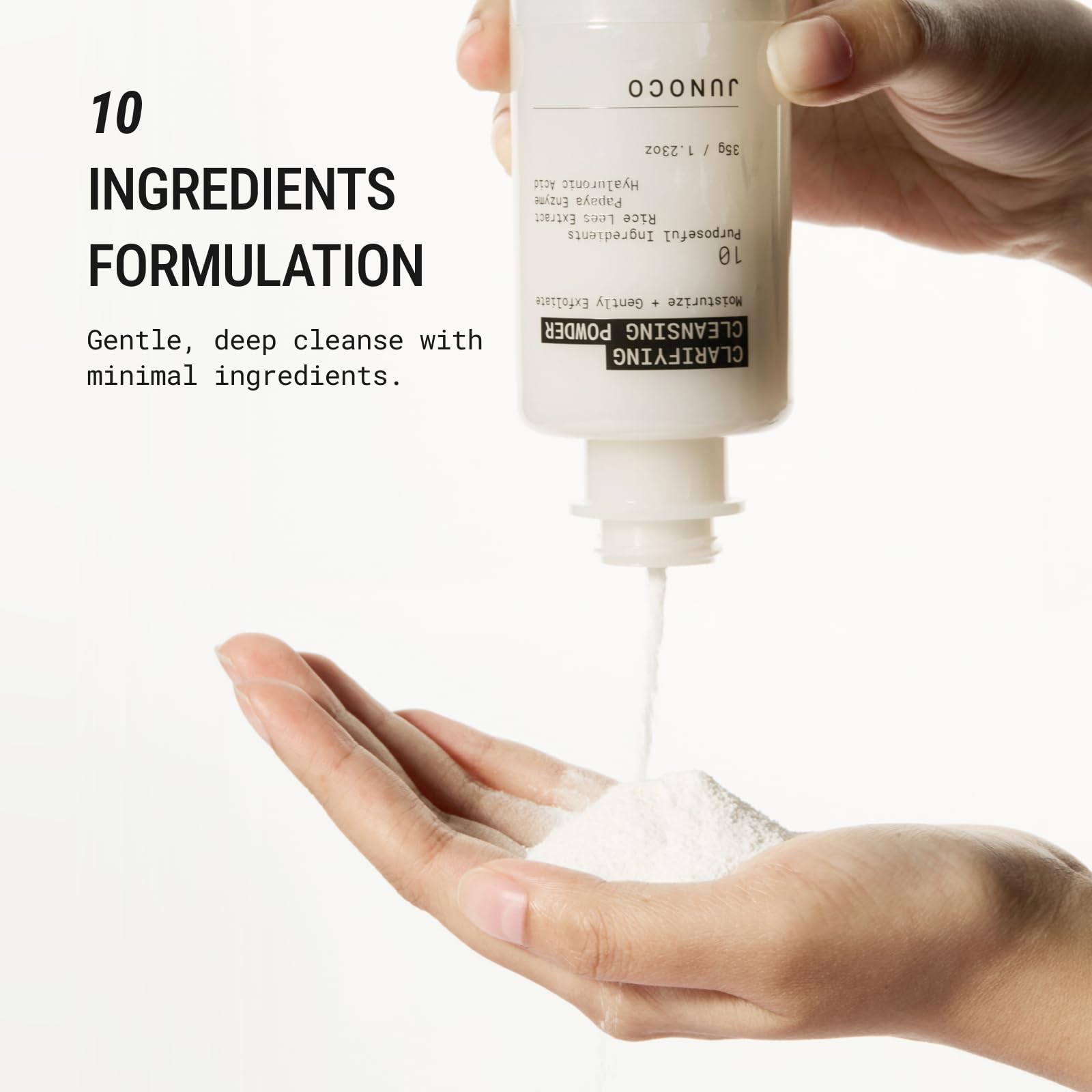 JADE cleansing powder transforms into silky foam for gentle cleanse.