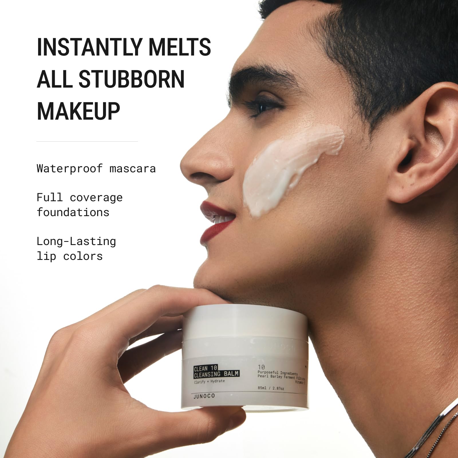 JUNO & Co. JADE Clean10 creamy balm for gentle makeup removal.
