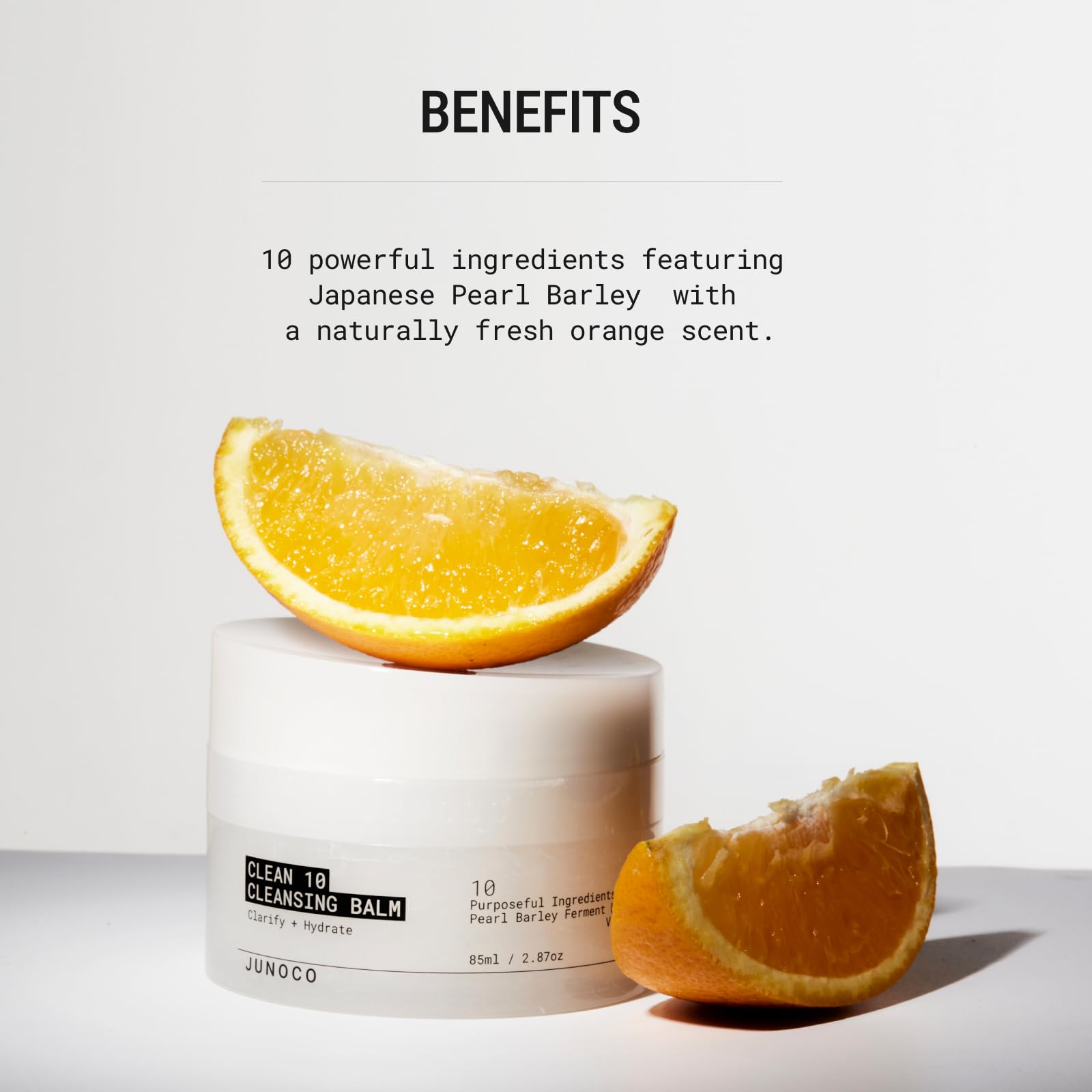 JUNO & Co. JADE Clean10 ingredients Japanese Pearl Barley and Vitamin E.