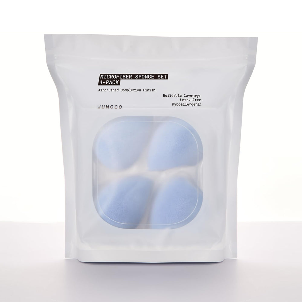 JUNO & Co Microfiber Makeup Sponge Set shows soft texture for smooth, even coverage.