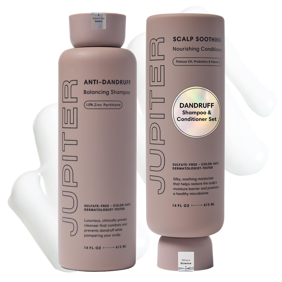 Jupiter Balancing Shampoo bottle with color-safe formula promoting comfortable scalp.