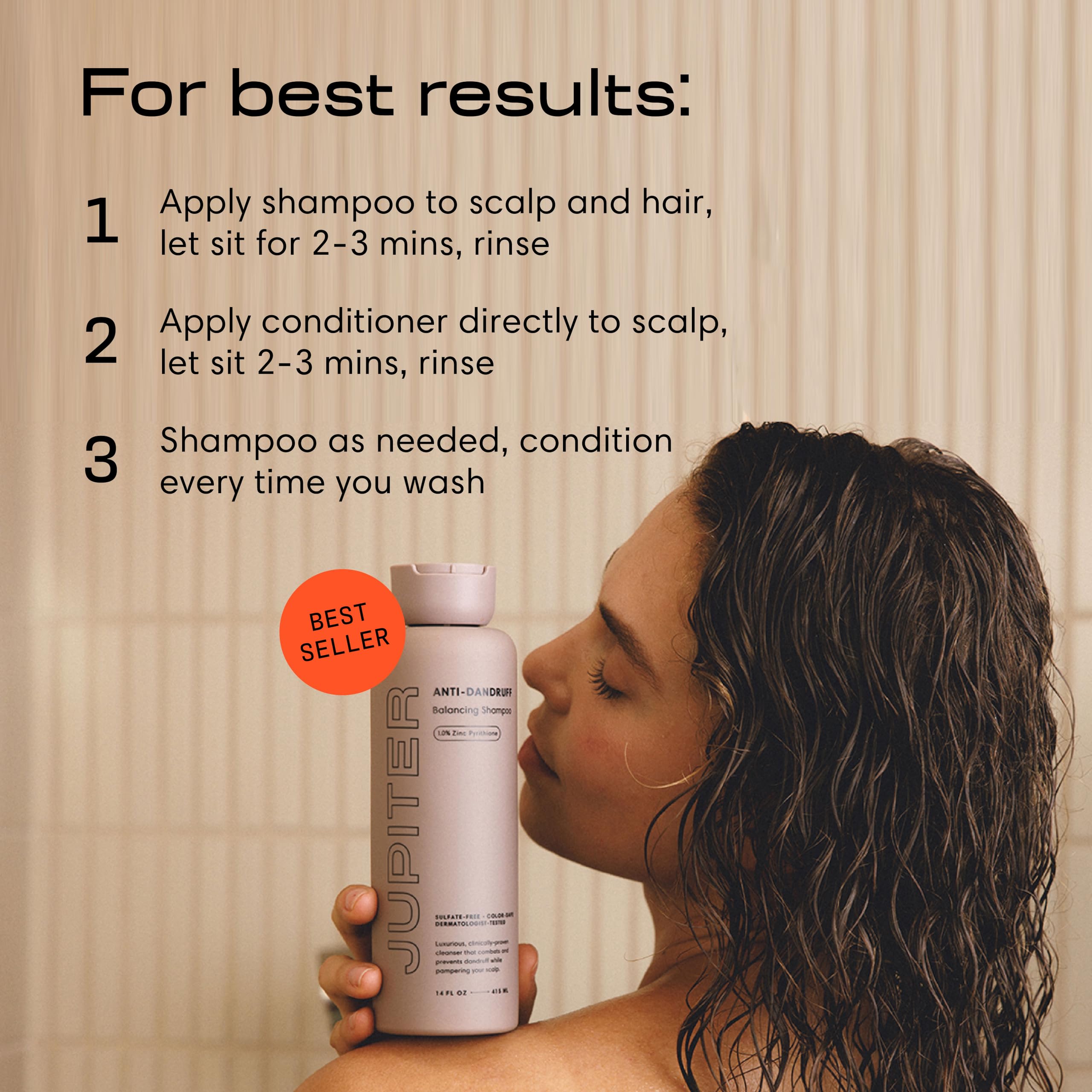 Jupiter Conditioner bottle showcases moisture-lock and frizz control for manageable hair.