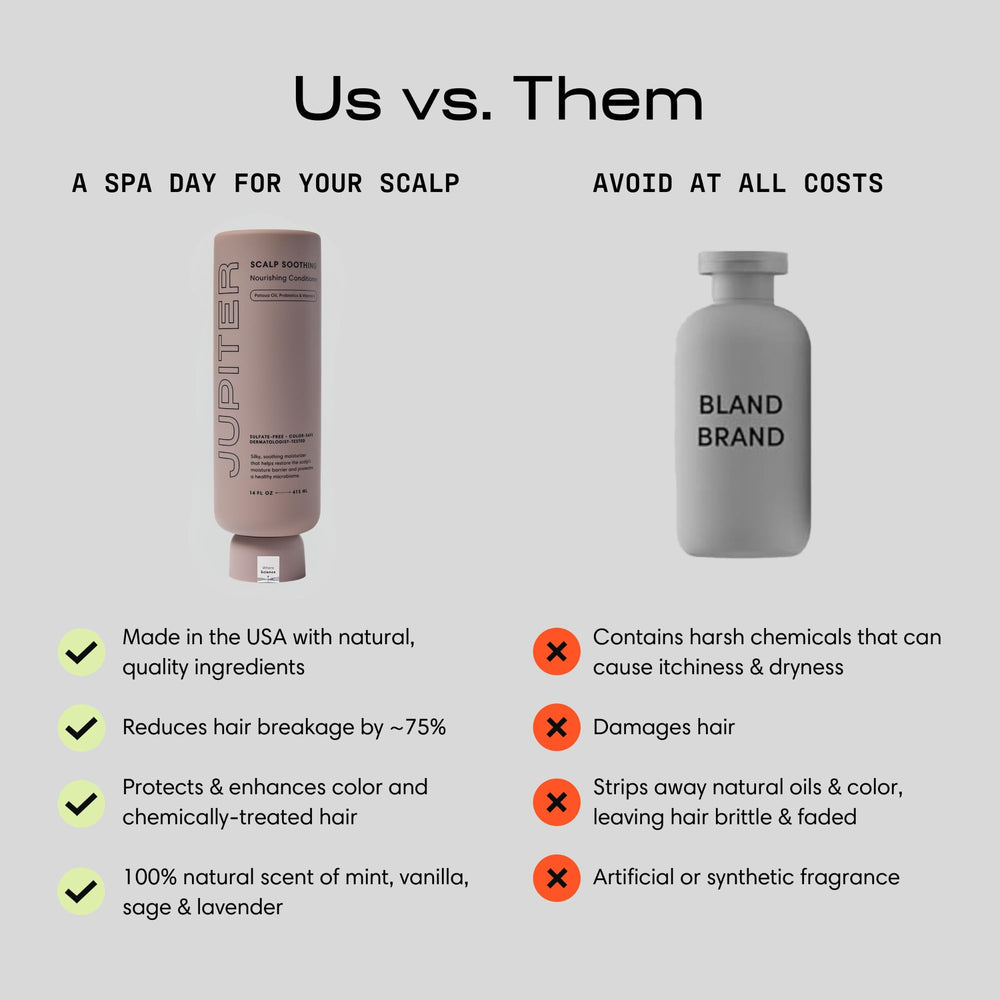 Hands apply Jupiter Nourishing Conditioner to damp hair for detangling.