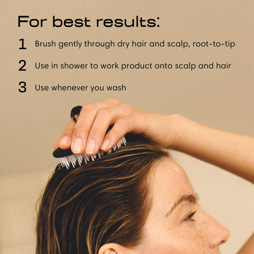 Jupiter Scalp Exfoliator waterproof-design image supports easy storage after showers.