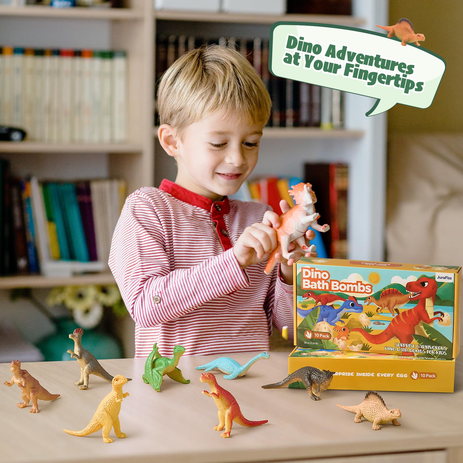 JuraFizz gift-pack imagery highlights a perfect dinosaur-loving kid gift.