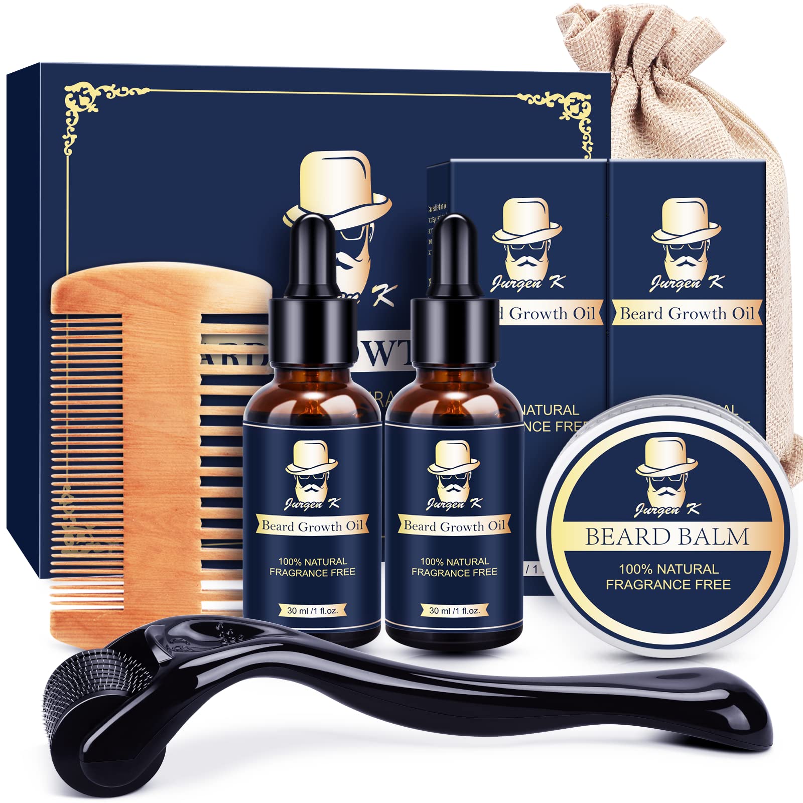 Jurgen K beard growth kit front view ready for daily grooming routine