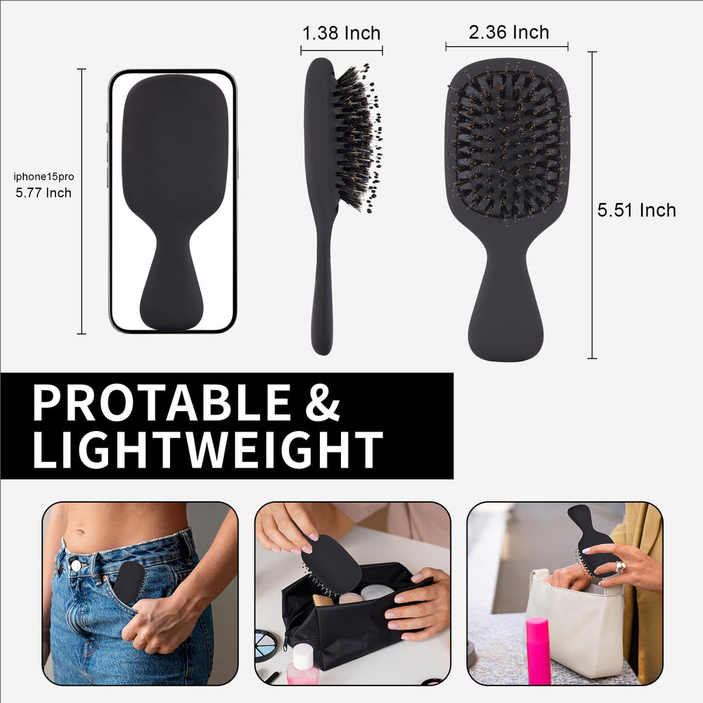 Jurrissa boar bristle hair brush distributes natural oils for smoother hair
