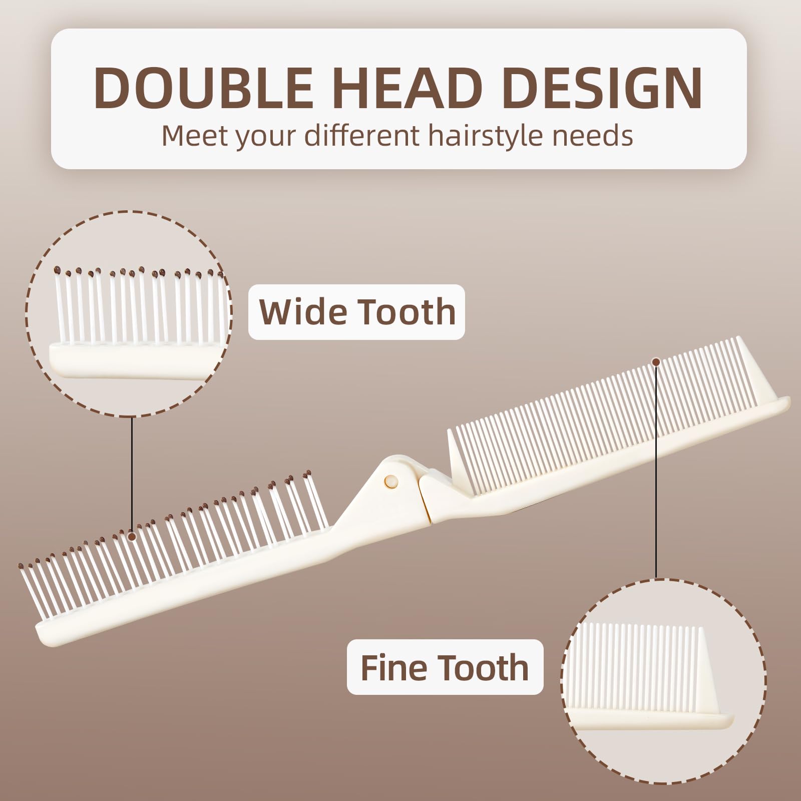 Jurrissa folding hair comb double-head design for versatile detangling