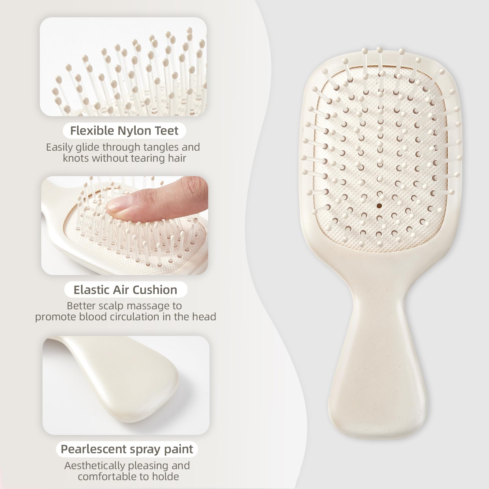Jurrissa mini brush for all hair types helps reduce breakages and friction.