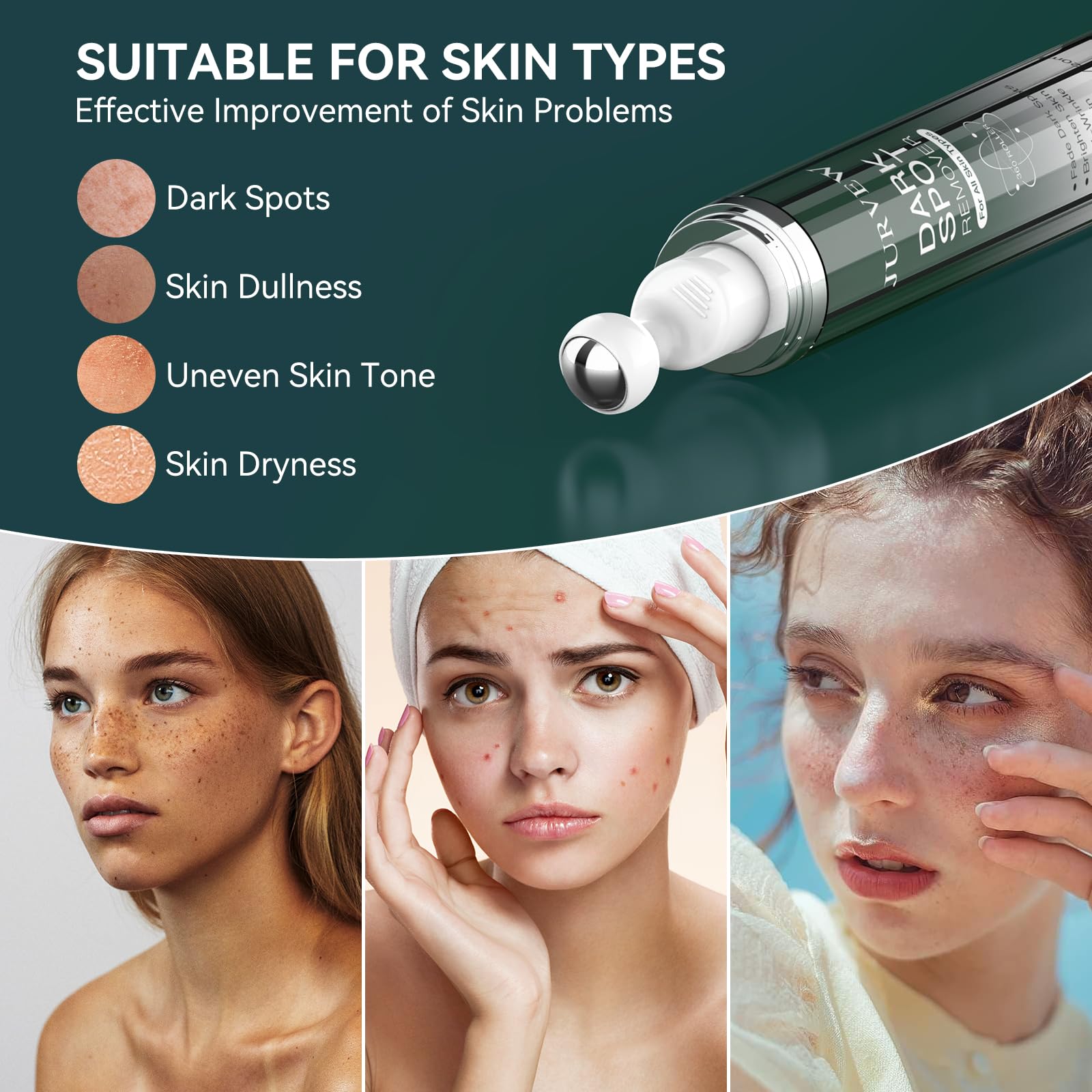 Before and after results of using JURVEW dark spot remover serum.