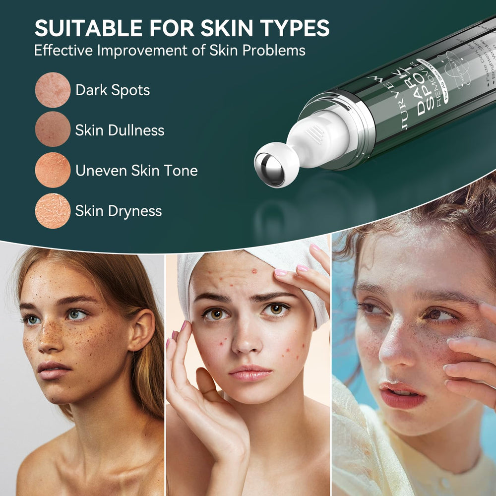 Before and after results of using JURVEW dark spot remover serum.