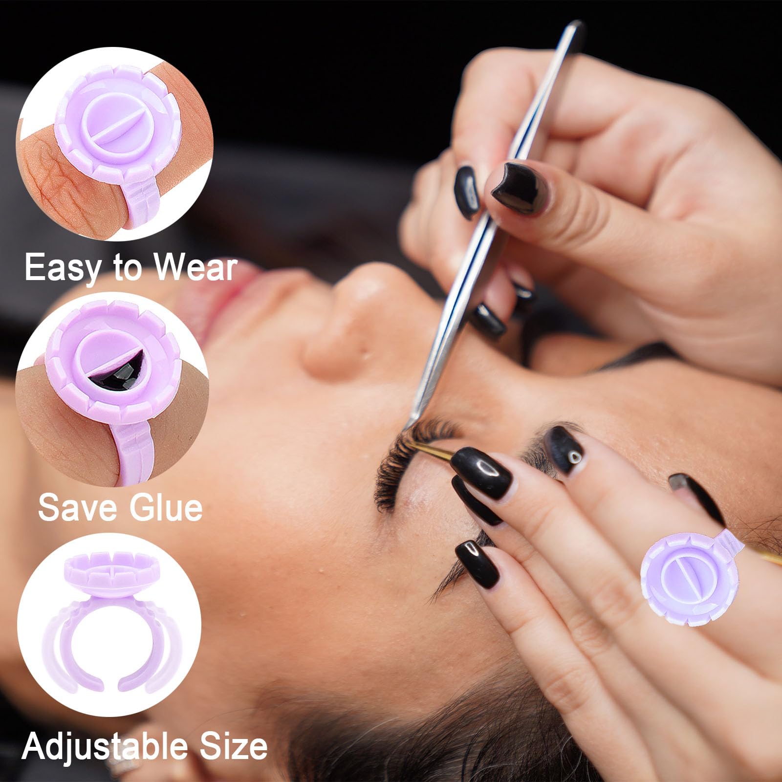 Anillos desechables Jusbuya para extensiones de pestañas y volumen