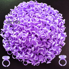 Jusbuya anillos de pegamento para pestañas con flor morada para aplicar pestañas más rápido