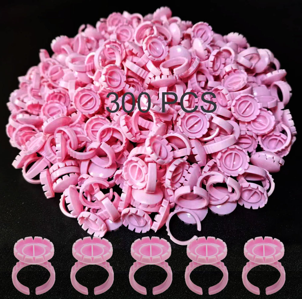 Jusbuya glue rings 300pcs pink pack keeps lashes clean and organized during extensions