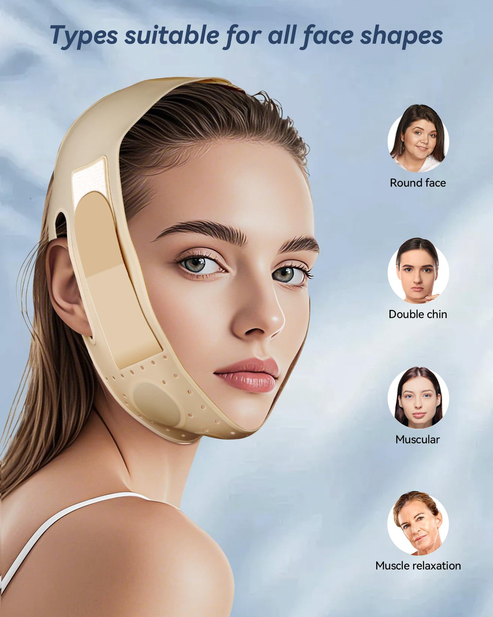 JUSMORE elastic strap demonstrates flexible fit for diverse facial shapes