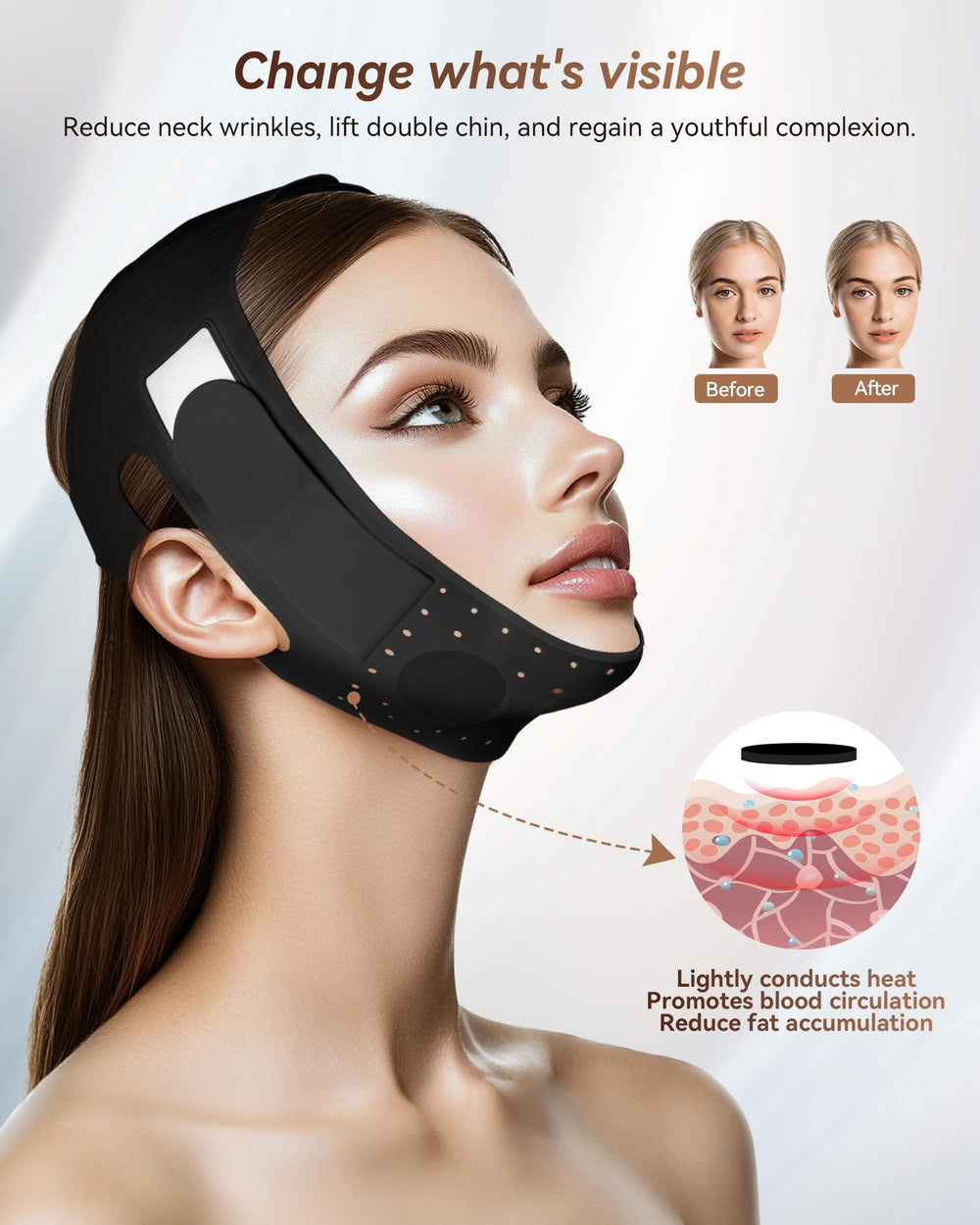 JUSMORE V-Line silicone close-up highlights skin-safe material for comfortable wear
