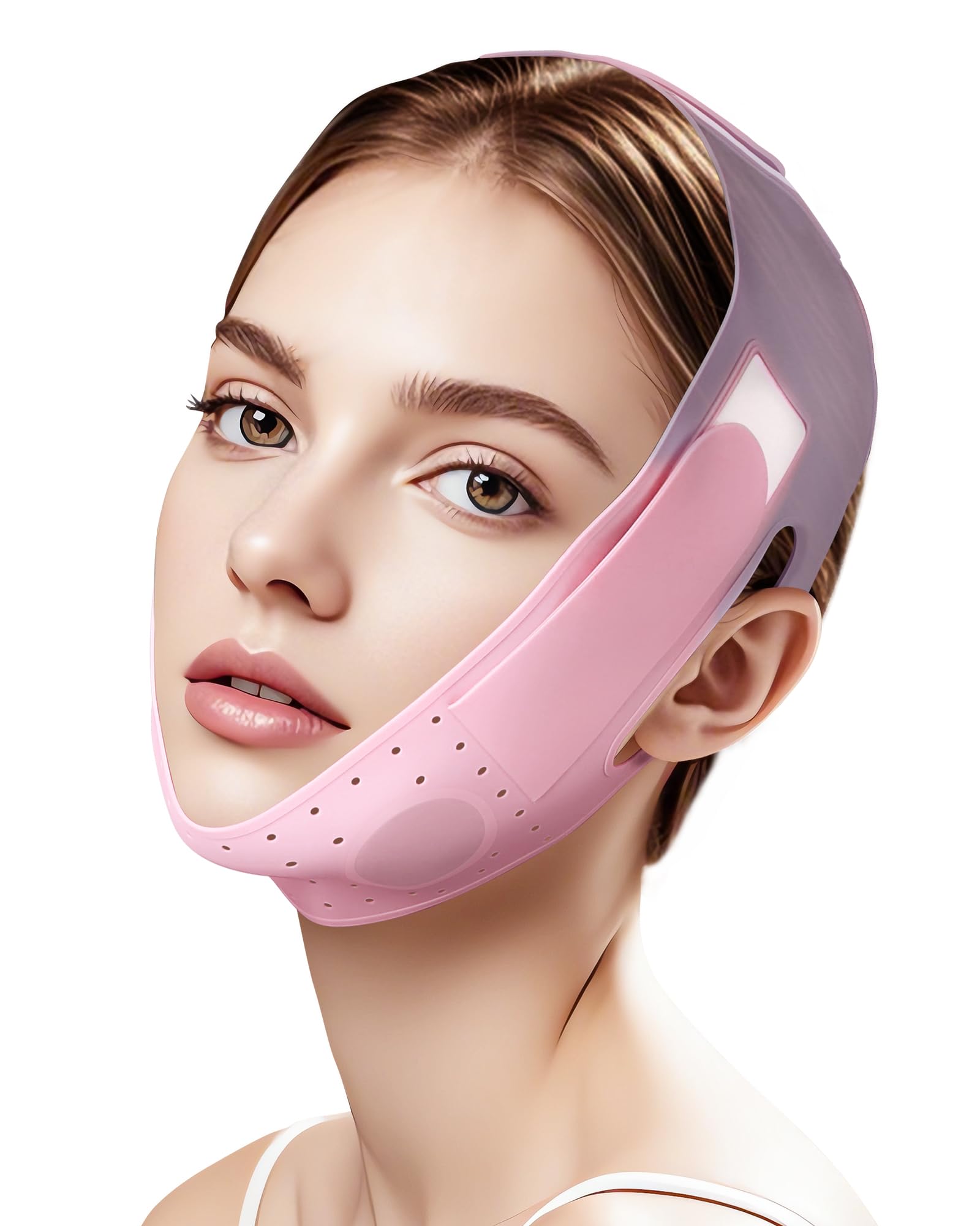 JUSMORE V-Line Sculpting Mask close-up shows soft silicone for comfortable wear during daily use